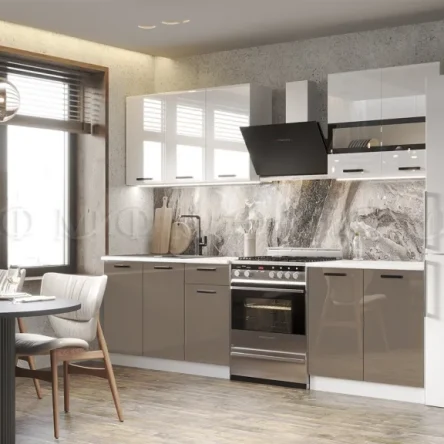 Кухня Рио Графит глянец/Белый глянец