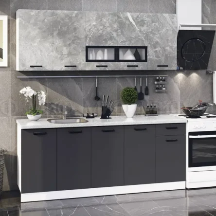 Кухня Рио Глянец Мрамор/Графит