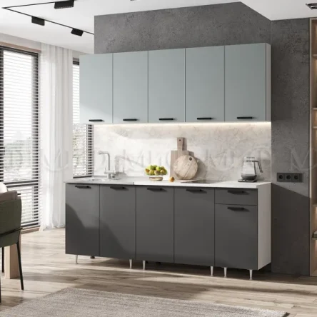 Кухня Рио NEW Сумеречный голубой/Графит